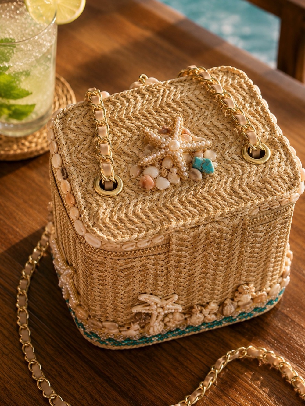 SOLD-Salt & Sparkle Palm Paradise unique Crossbody Bag- - Picture 3 of 3